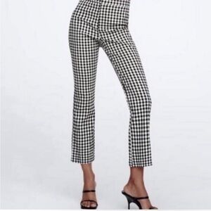 Zara black and white gingham pant large